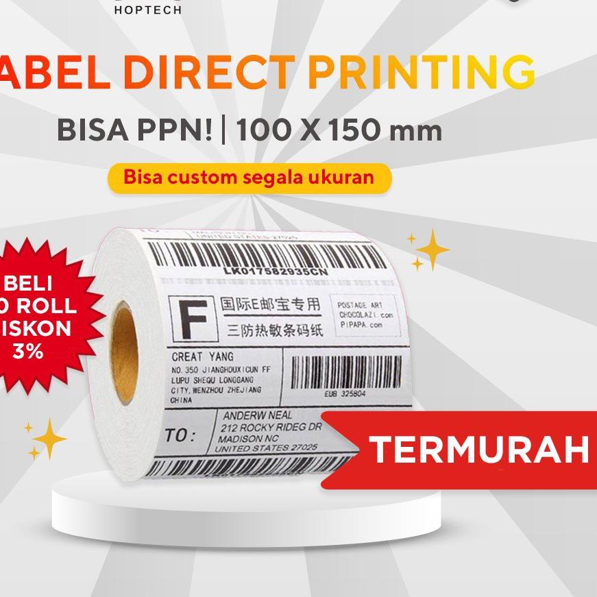 

Original 100 x 150 Thermal Label Direct Barcode 100x150 isi 250 pcs ukuran A6 !