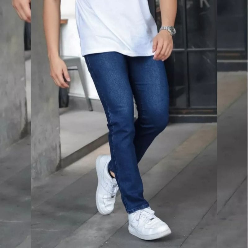 celana pria jeans panjang dewasa slimfit skinny polos distro