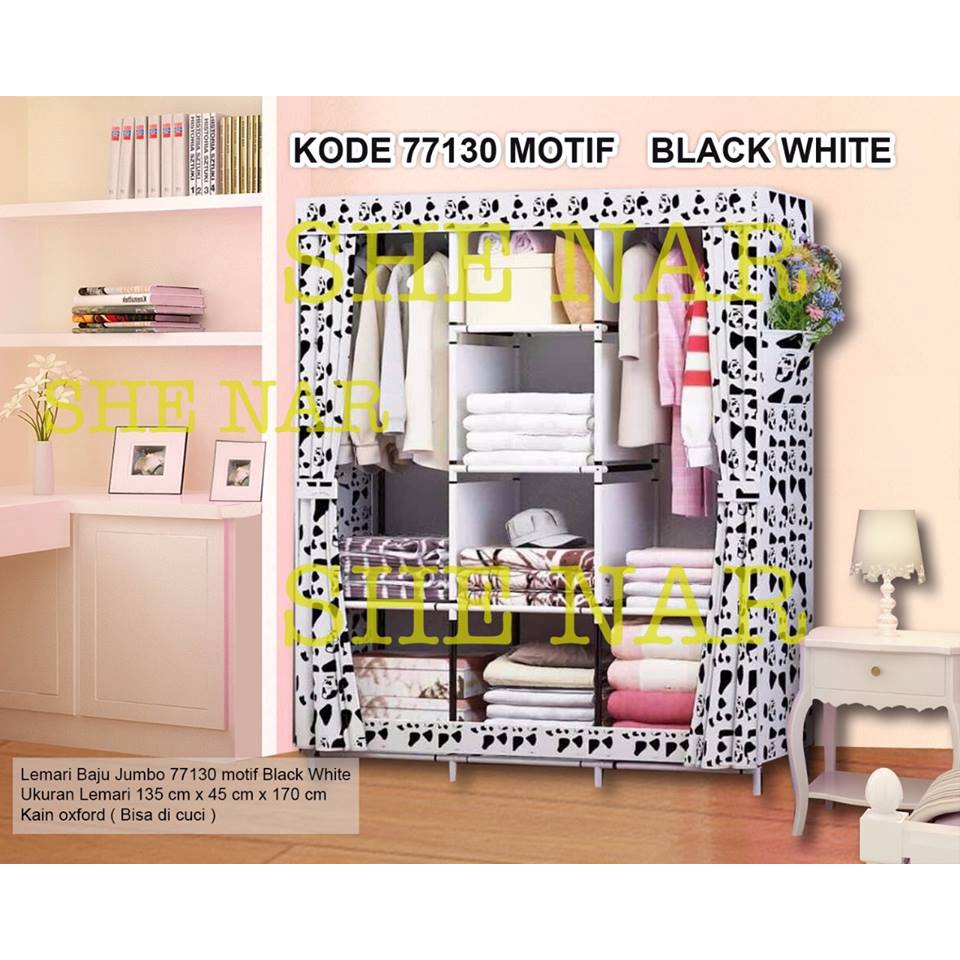 Lemari Portable Lemari Plastik Lemari Gantungan Baju Jumbo Ukuran 135 x 45 x 170 cm
