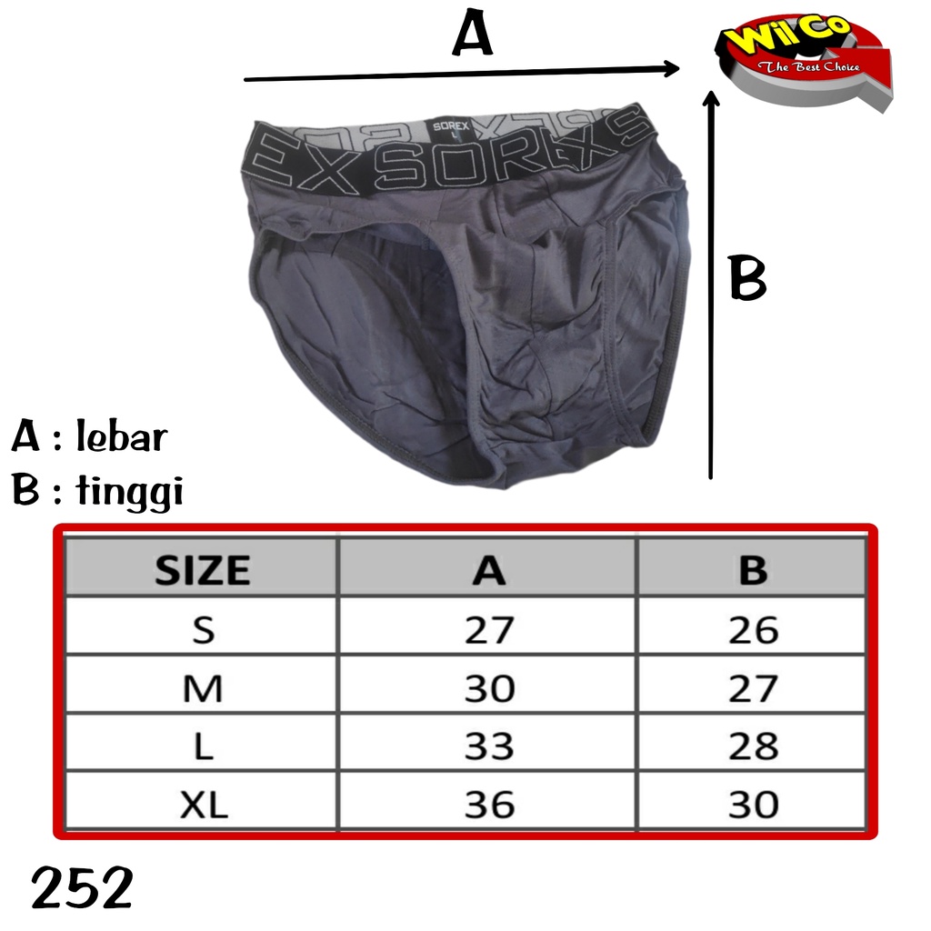 K252T - (HARGA PER 3 Pcs) CELANA DALAM SEGITIGA PRIA PRIA SOREX SIZE S - XL