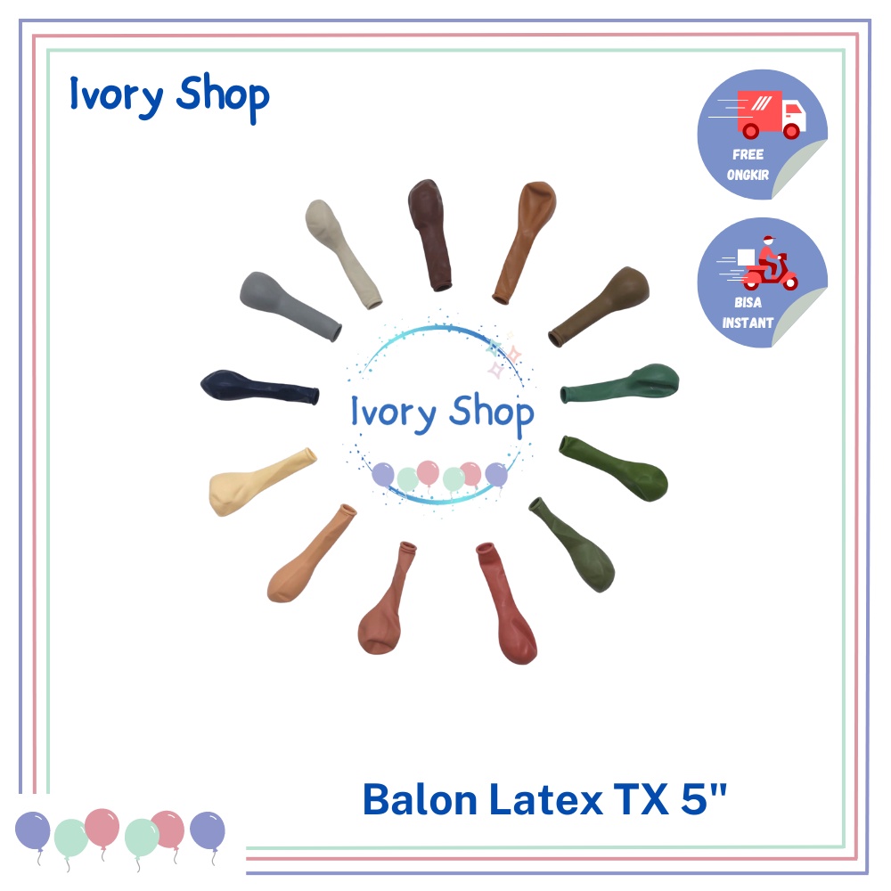 Balon Latex Retro 5 inch TX satuan / 5" Balloon Vintage Tongxuan balon kecil isi balon pvc