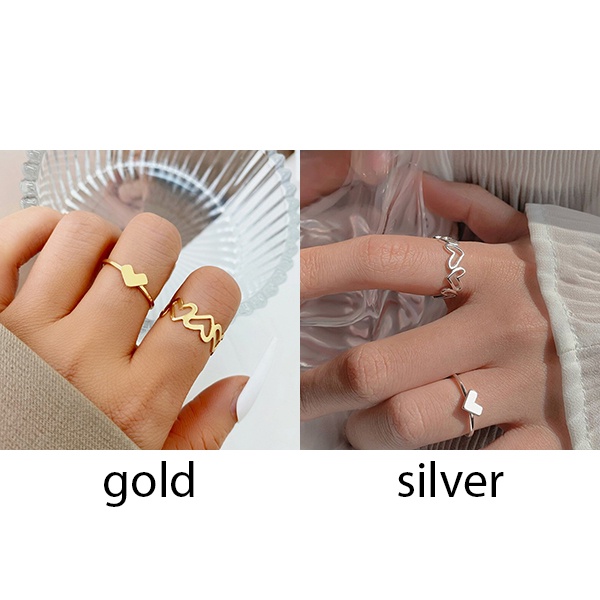 cincin set 2 pcs loves set rings jci096(1c3)