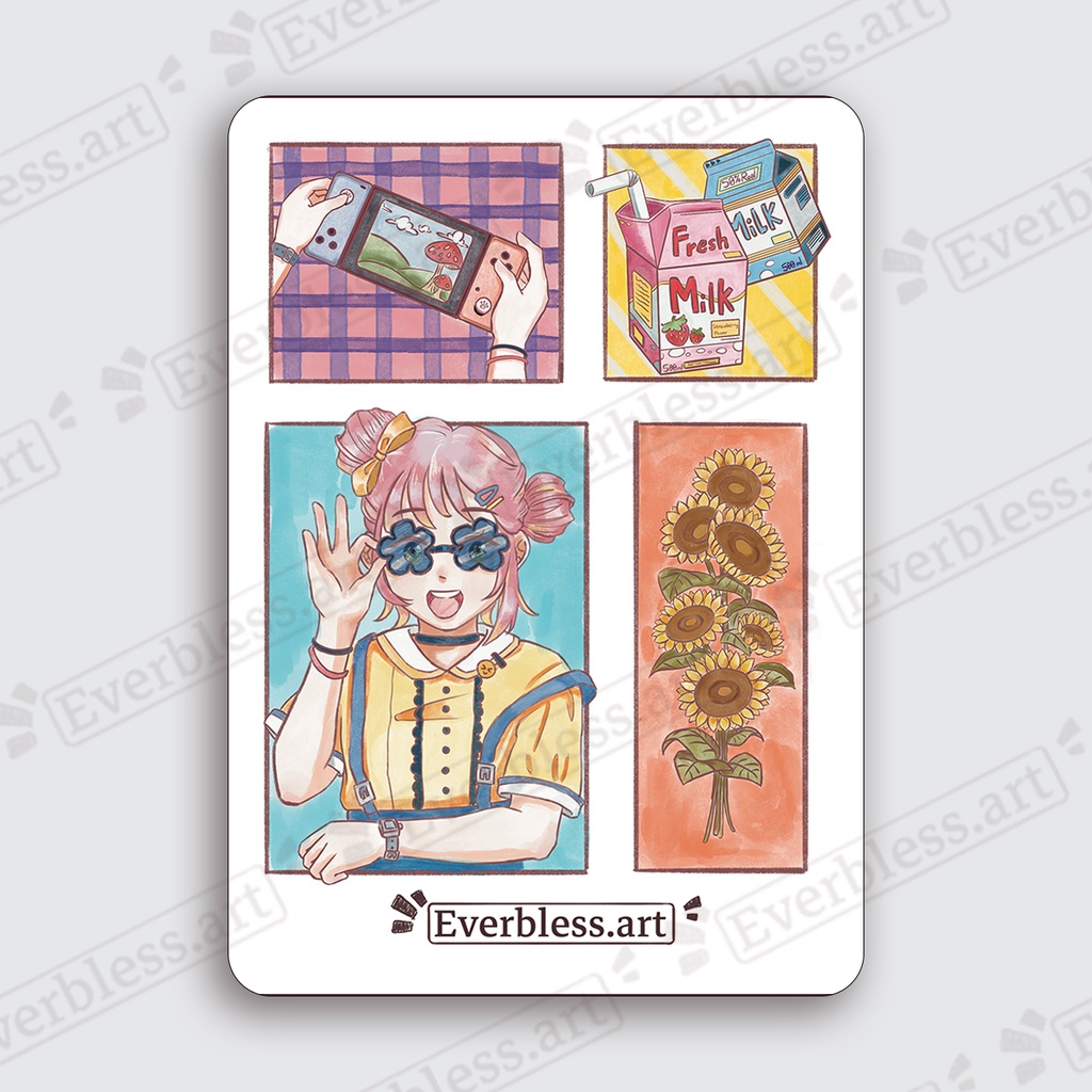 stiker lucu imut girl anime kawaii, cute sticker, buku diary, journal