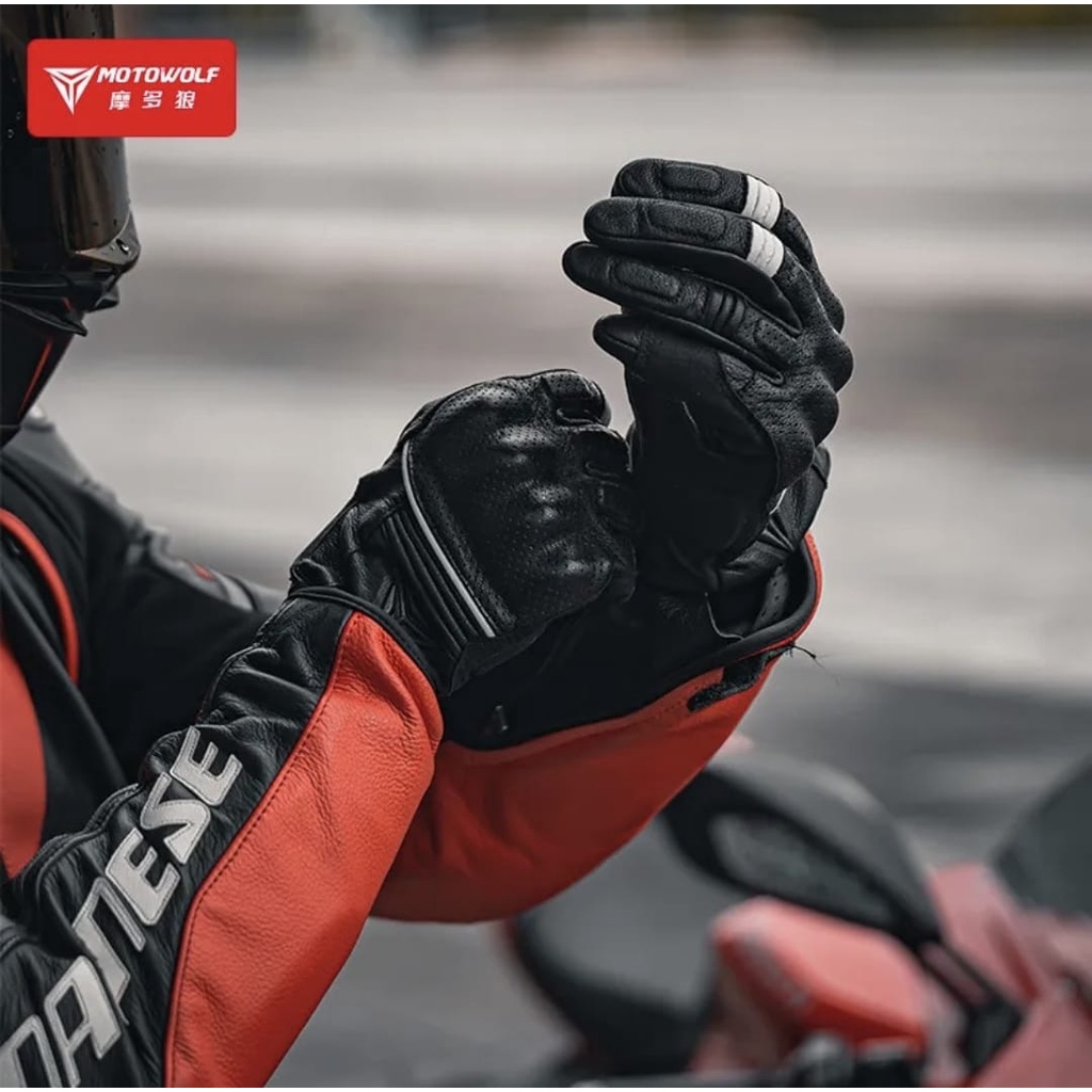 Gloves protector Motorcycle Sarung Tangan Kulit Motowolf MDL0329