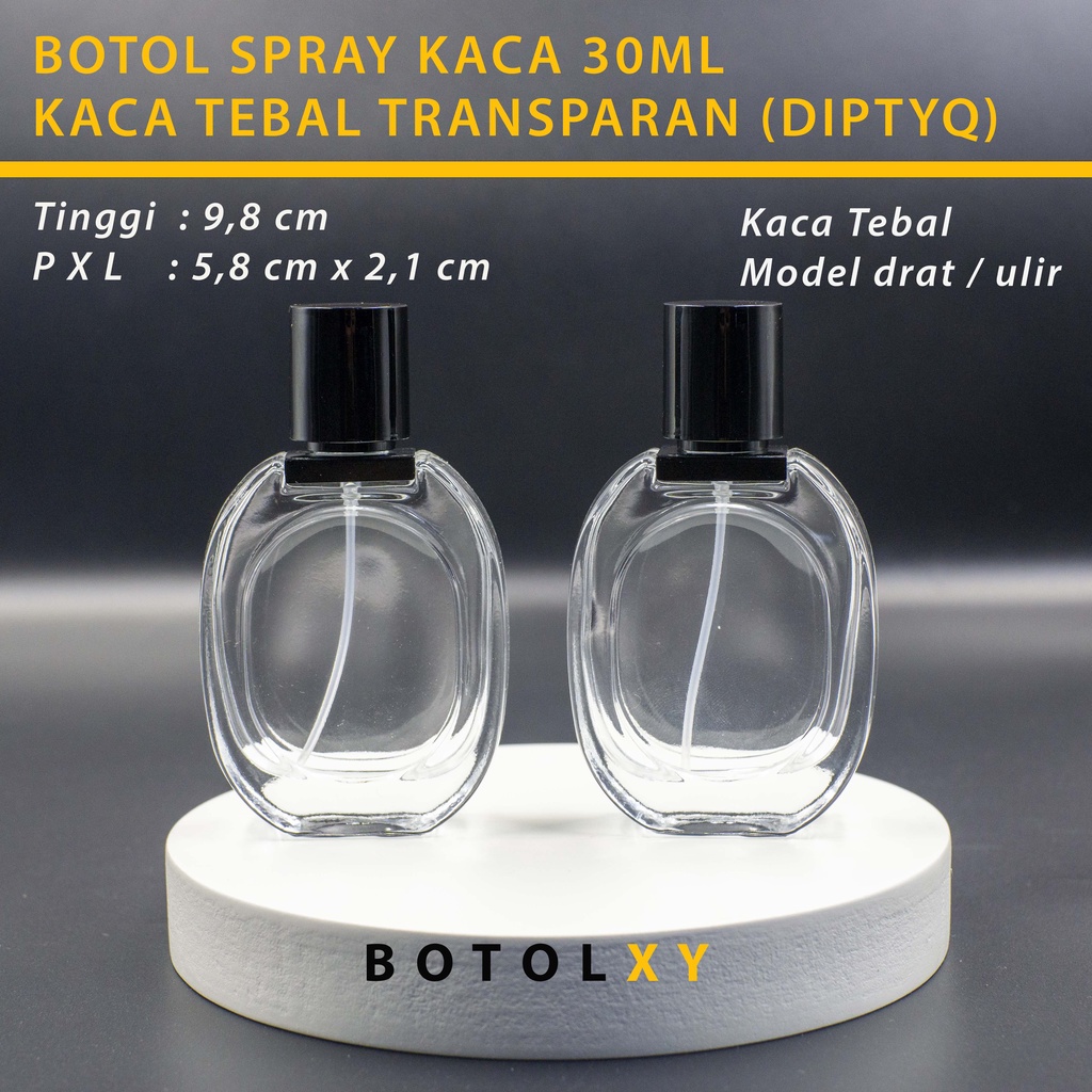 Botol Parfum 30ml Spray Kaca BENING TRANSPARAN Oval Isi Ulang - DIP