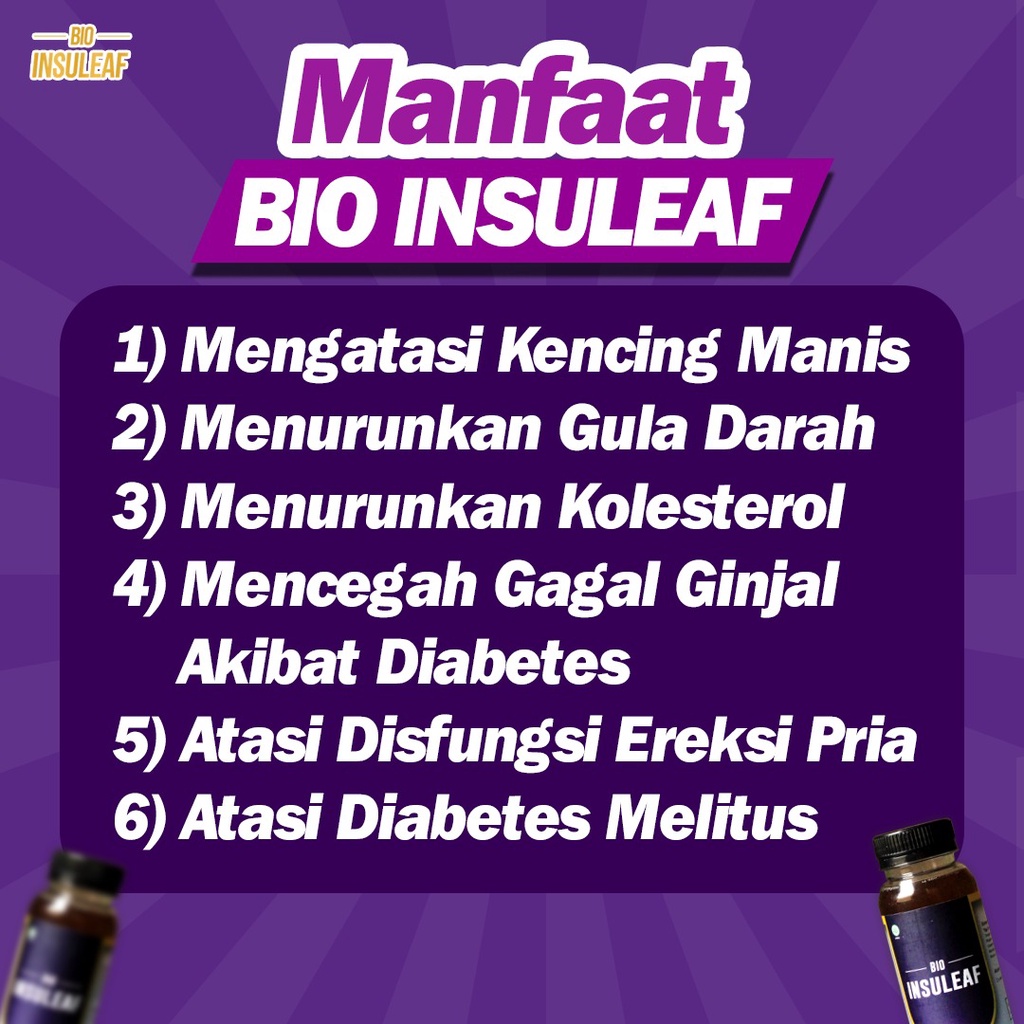 Bio Insuleaf - 100% Oiginal Turunkan Kolesterol Gula Darah Atasi Kencing Manis Disfungsi Ere-ksi Pria Diabetes Melitus Cegah Gagal Ginjal