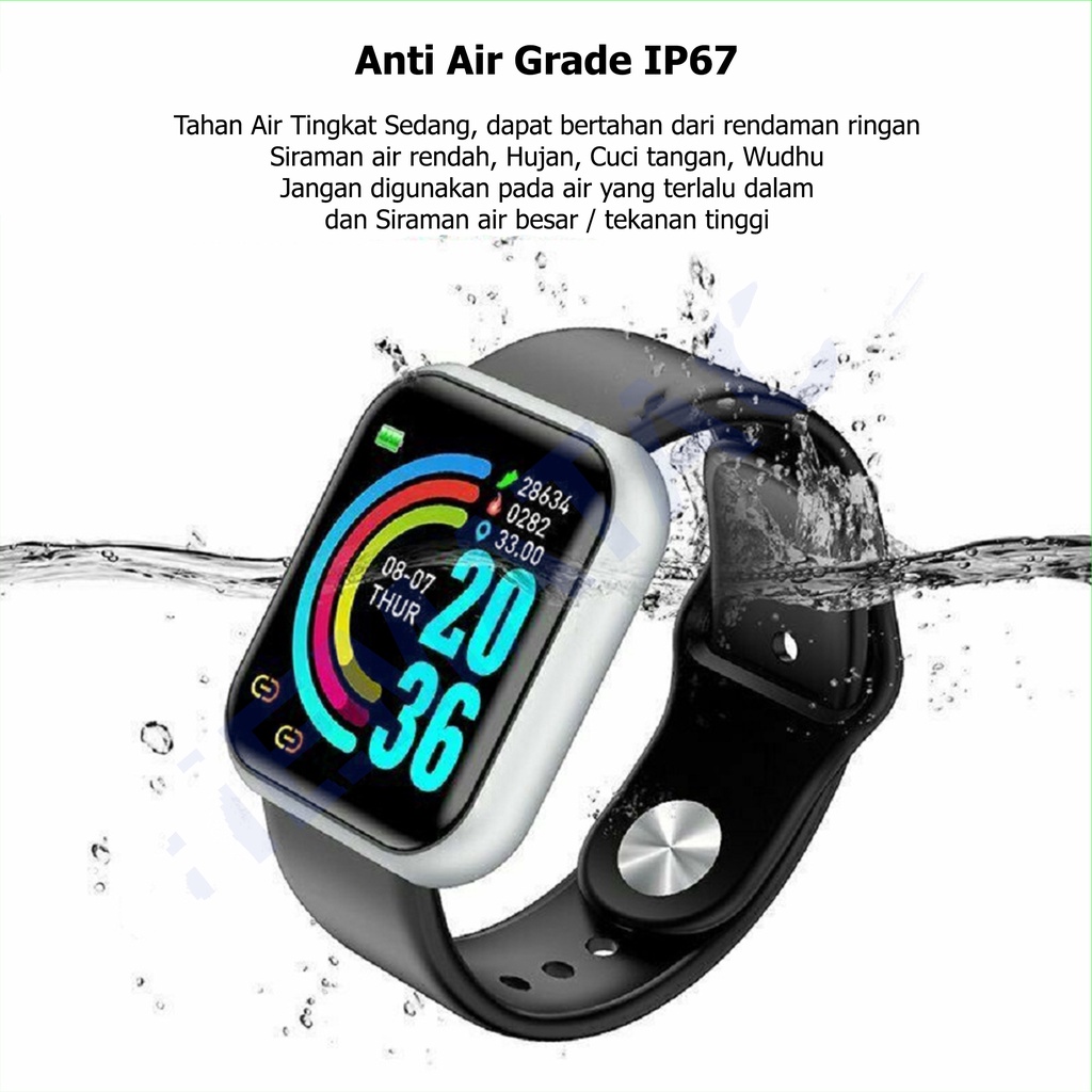 [BISA  COD ] WTW SmartWatch Y68 Sport Tahan Air Smart Bluetooth Watch Heart Rate Gelang Pedometer Pelacak Kebugaran