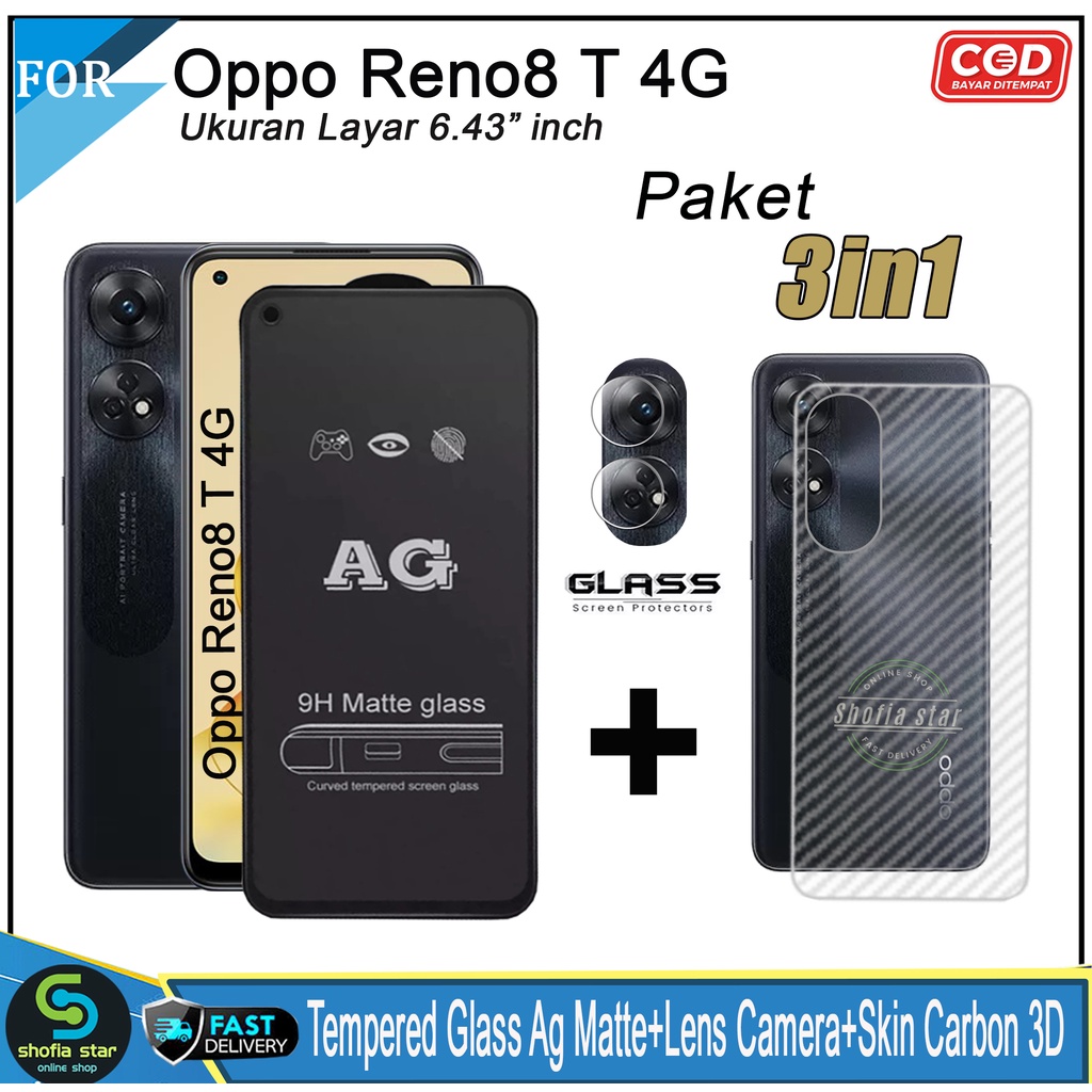 Promo 3in1 Tempered Glass Privacy Oppo Reno 8T 4G Anti Gores Anti Spy Full Layar