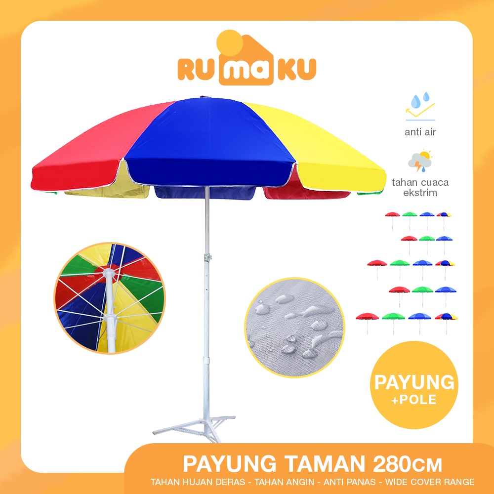 Rumaku Payung Tenda 280 CM Jualan Taman Pantai Cafe Bazar Lapak