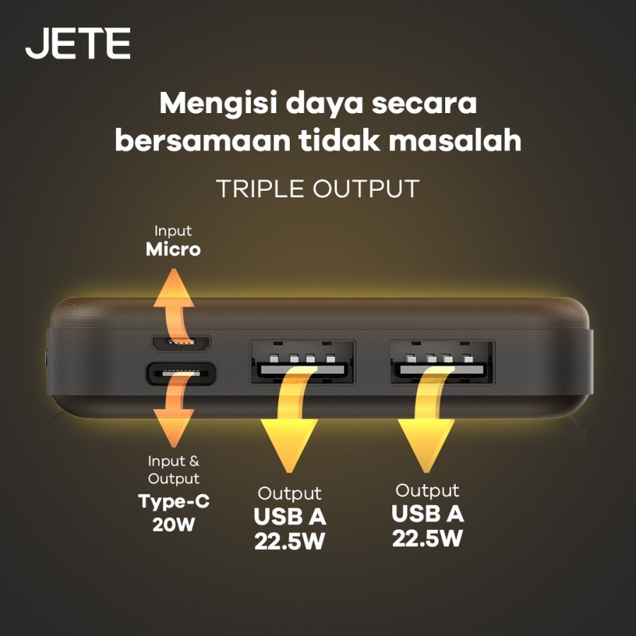 Power Bank 10000 MaH Powerbank Fast Charging  QC with PD JETE C9 - Garansi 2 Tahun