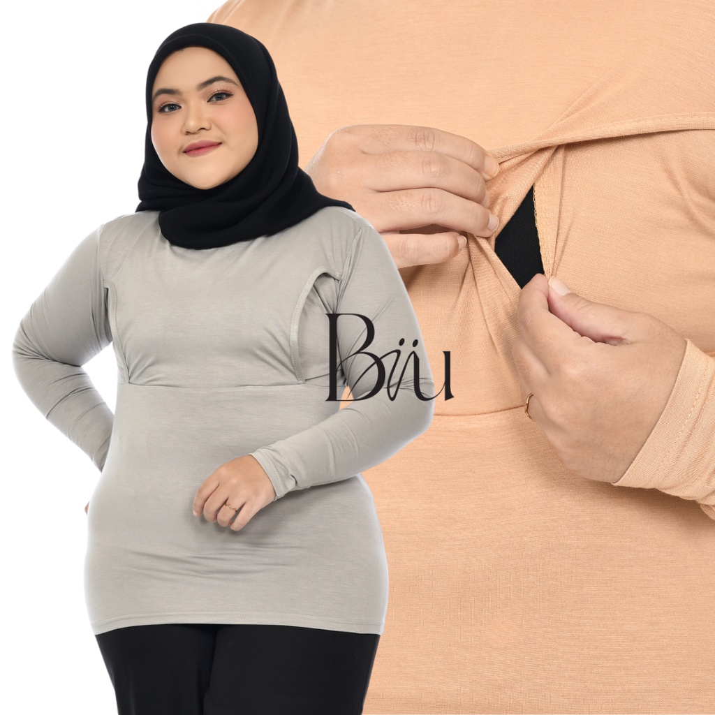 Biiu Baju Kaos Manset Ibu Menyusui Busui Tangan Panjang Premium