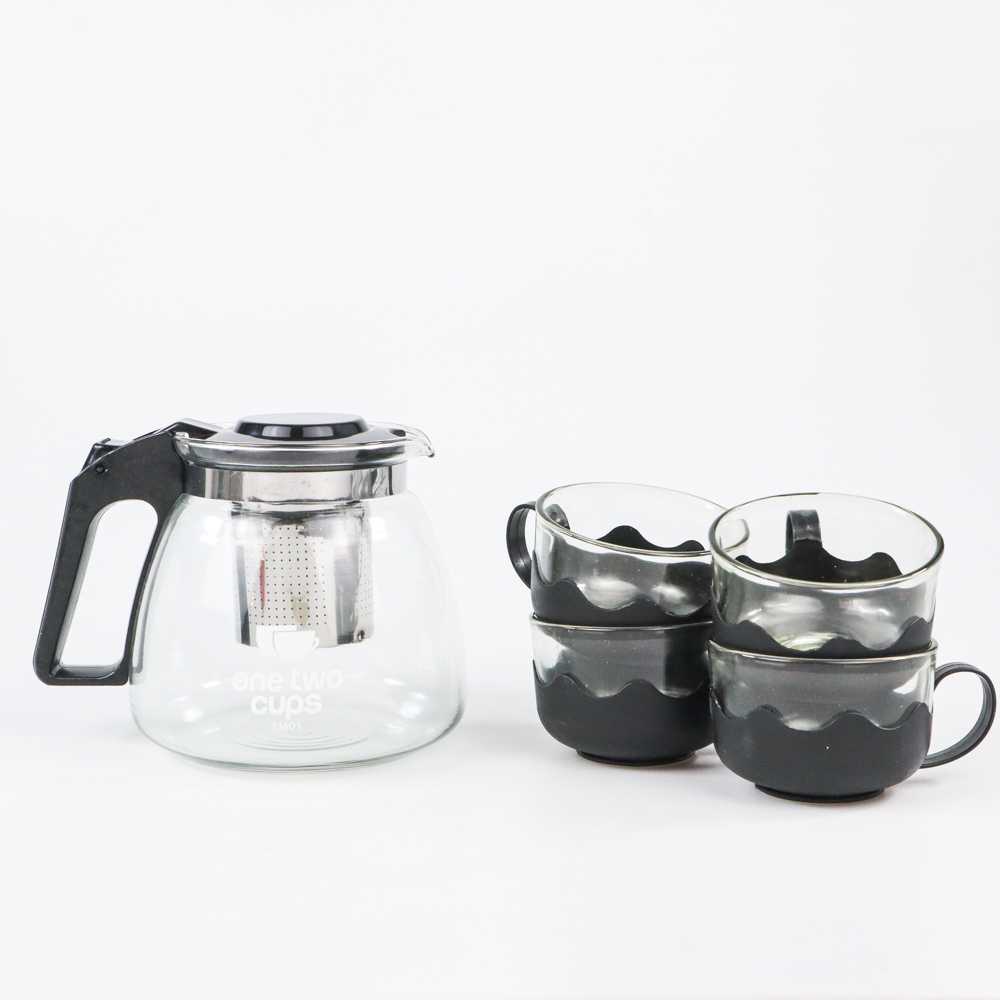 (BISA COD) FTIHSHP  Teko Chinese Teapot Pitcher 950ml with 4 Gelas - EM01