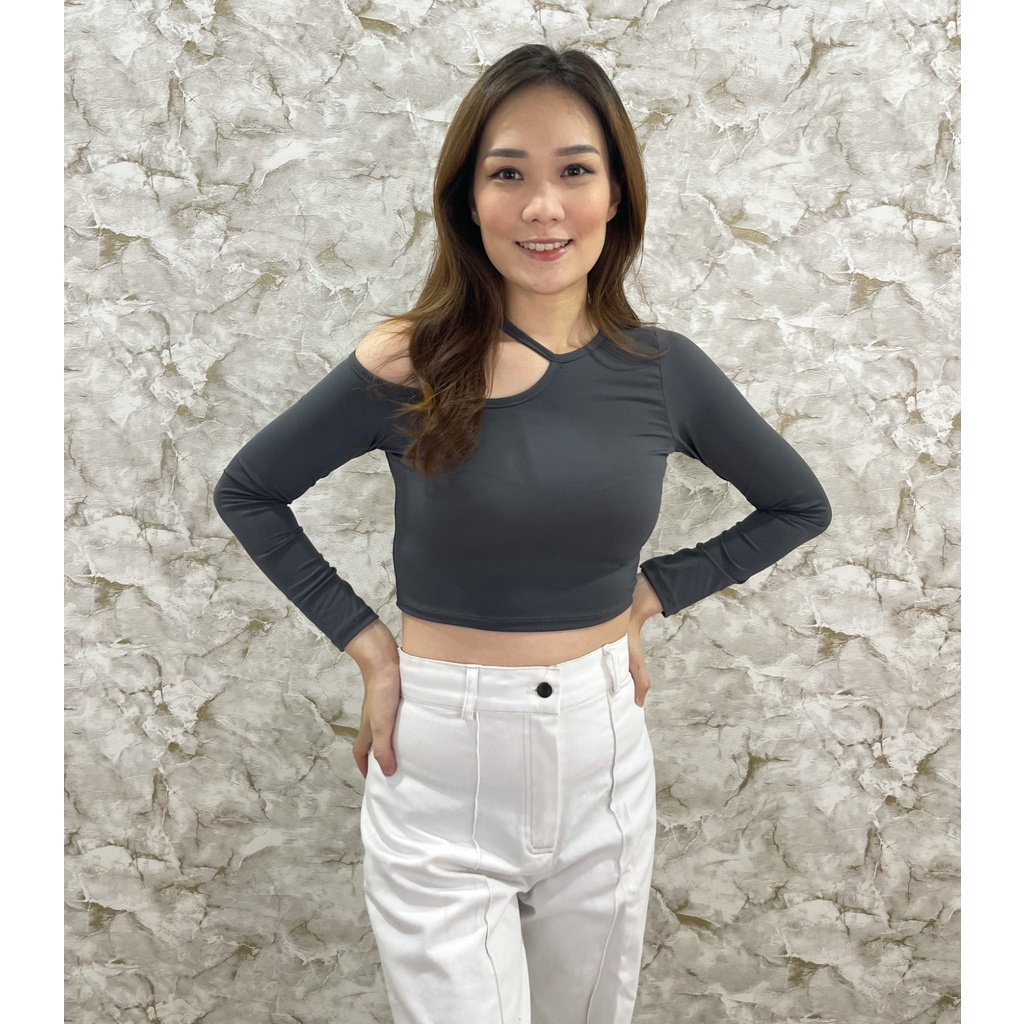 MODAVIE - DIORA CROP TOP Longsleeve Crop Tee Baju Atasan Lengan Panjang