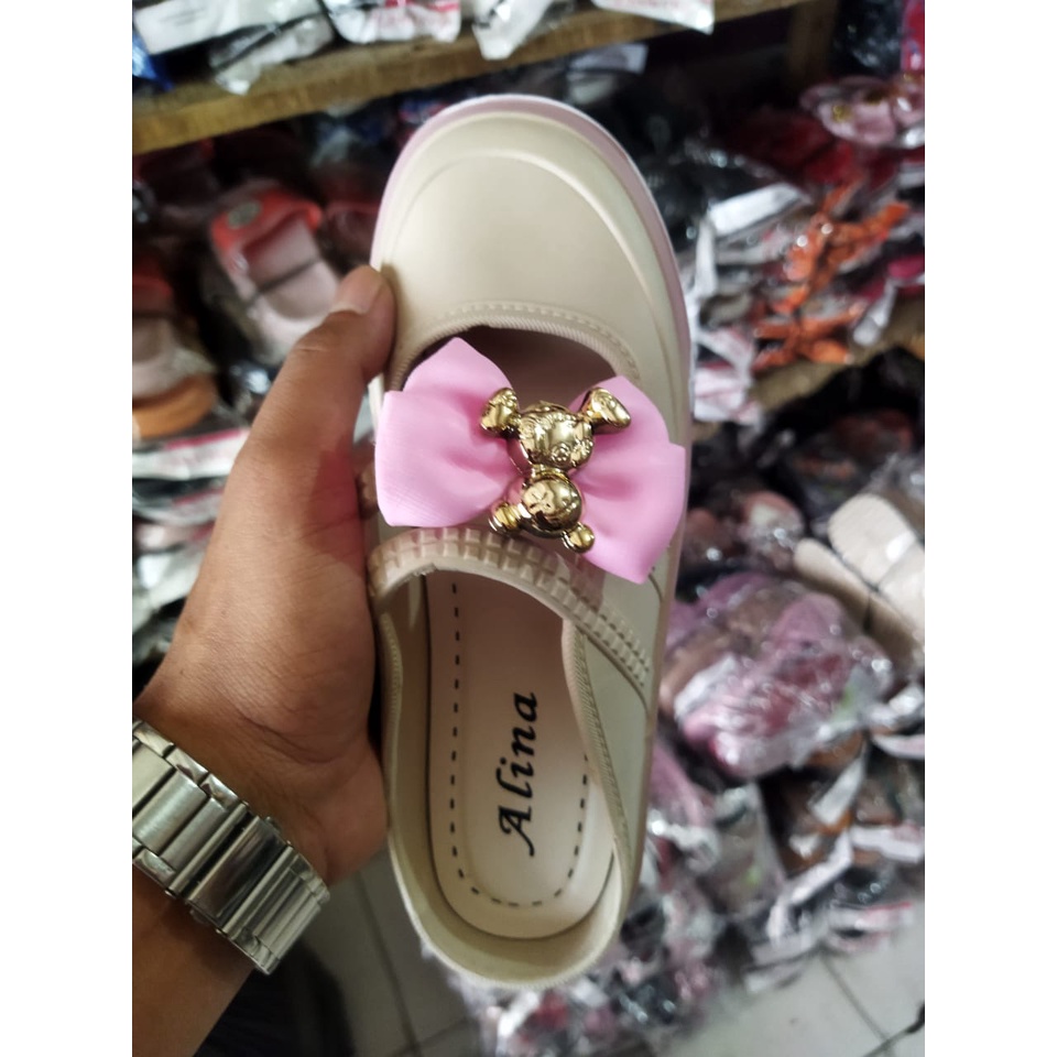 Sandal mules 2 strap Flatform import kekinian 069-2 siz 36-41 motif pita