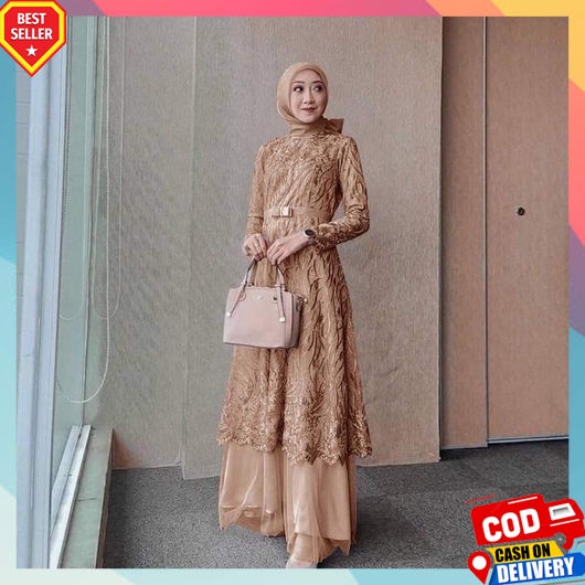 Gamis Dewasa Elegan Games Lebaran 2023 Model Terbaru Longdres Wanita Simpel Midi Dress Pesta Premium