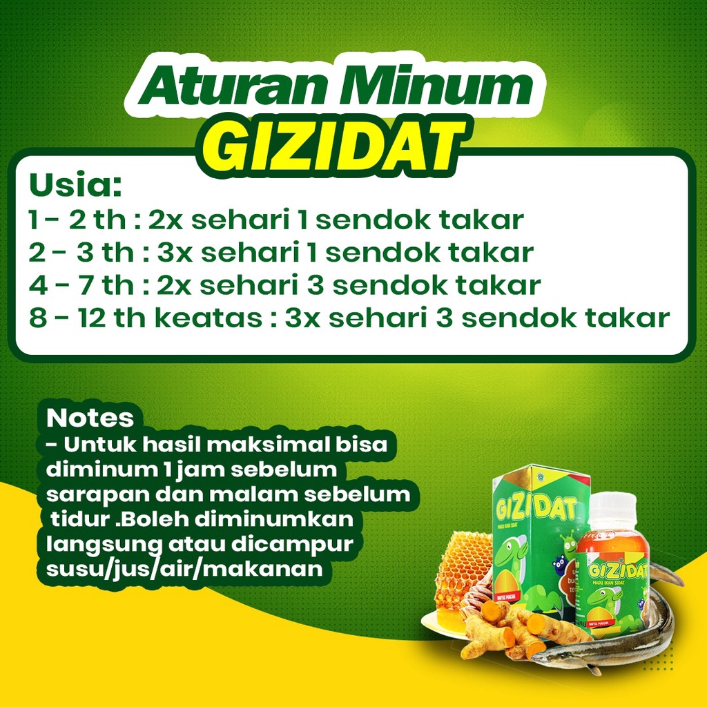 Gizidat – Madu Ekstra Ikan Sidat Penambah Nafsu Makan Anak Vitamin Alami Nutrisi Otak Sistem Imun Tubuh Anak130ml