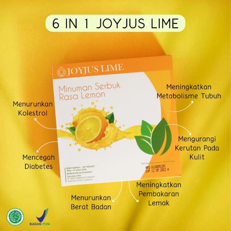JOYJUS LIME FIBER 1 Box 15 Sachet 300 gr / Joijus Slim Collagen / Minuman Serbuk Pelangsing Detoxs D