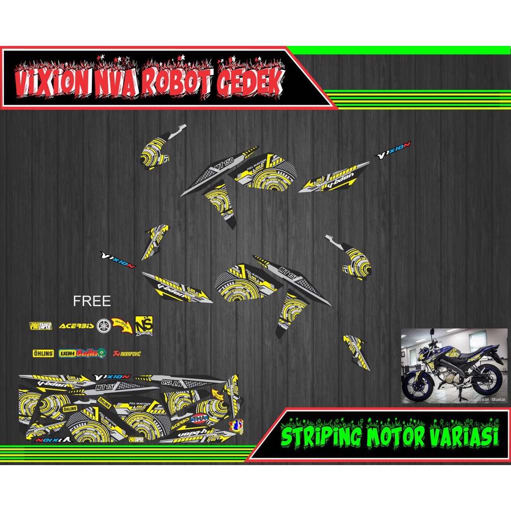 decal striping stiker motor vixion nva robot gedek