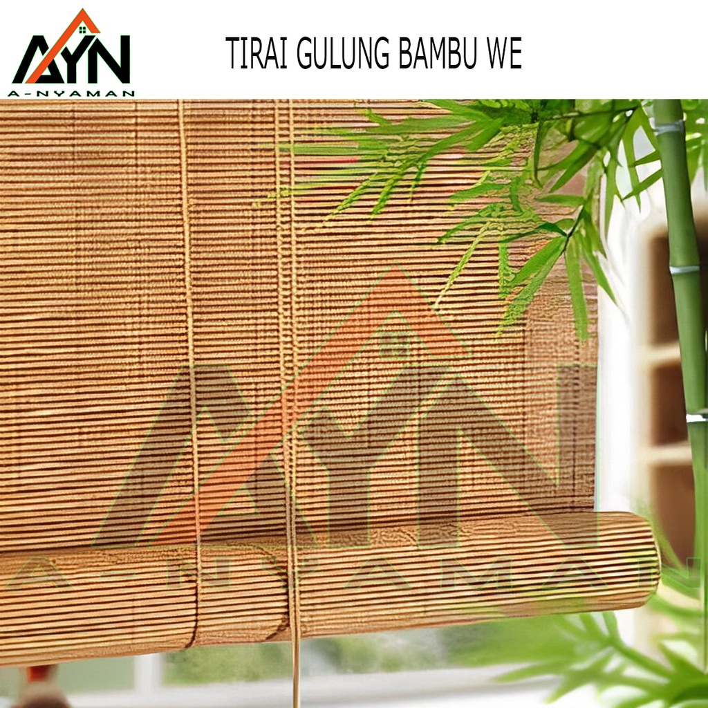 Krei bambu lidi halus cod tirai gulung bambu polos 60x200cm terbaik