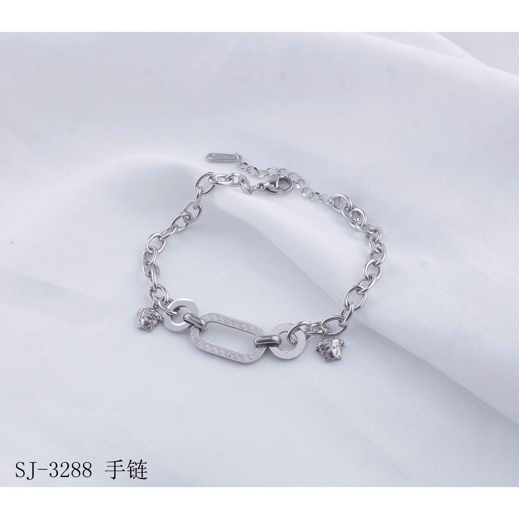 Gelang Titanium Rantai Polos Perhiasan Fashion 3288