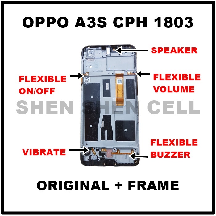 LCD OPPO A3S CPH1803 / CPH1853 ORIGINAL CABUTAN KOMPONEN LAYAR LCD + FRAME FULLSET
