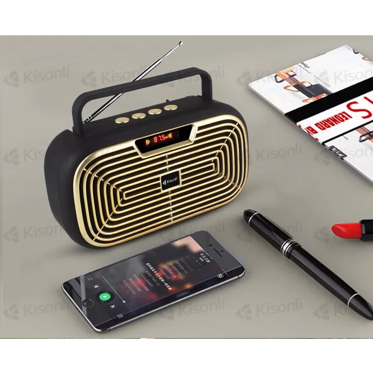 Speaker KS-1990 Kisonli Bluetooth Portable With Antena Support BT, FM Radio, USB, TF Card Plus Mic - XOBOX