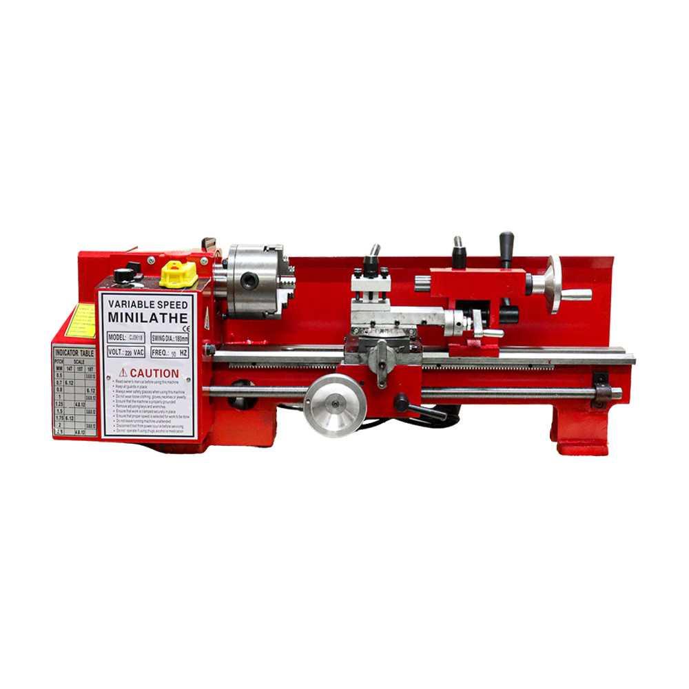 Mesin Bubut Mini Lathe Wood Metalworking DIY Model Making 550W - CJ0618 - Red