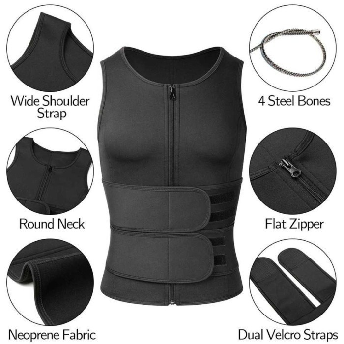 FMFIT COMPRESS ZIPPER VEST PEMBENTUK TUBUH SIXPACK