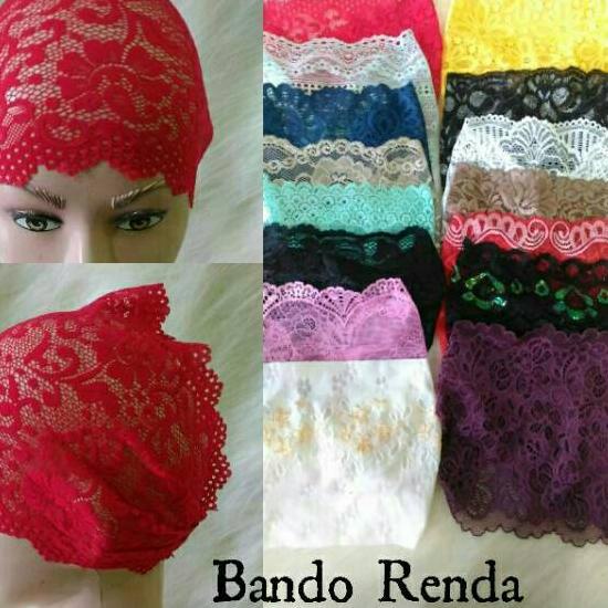 Terkini [KHB] Grosir Isi 10pcs Bandana Brukat ll Inner Renda l Dalaman Hijab l Daleman Kerudung ll B