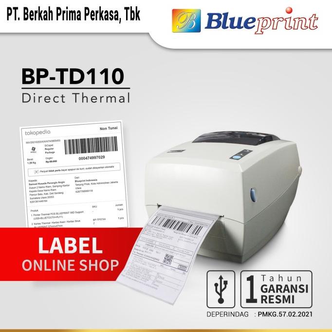 

Printer Barcode Thermal Printer Label Resi A6 BLUEPRINT TD110 - USB