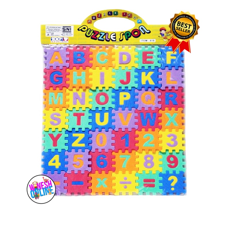 Mainan Edukatif Puzzle Block Spon Huruf Dan Angka