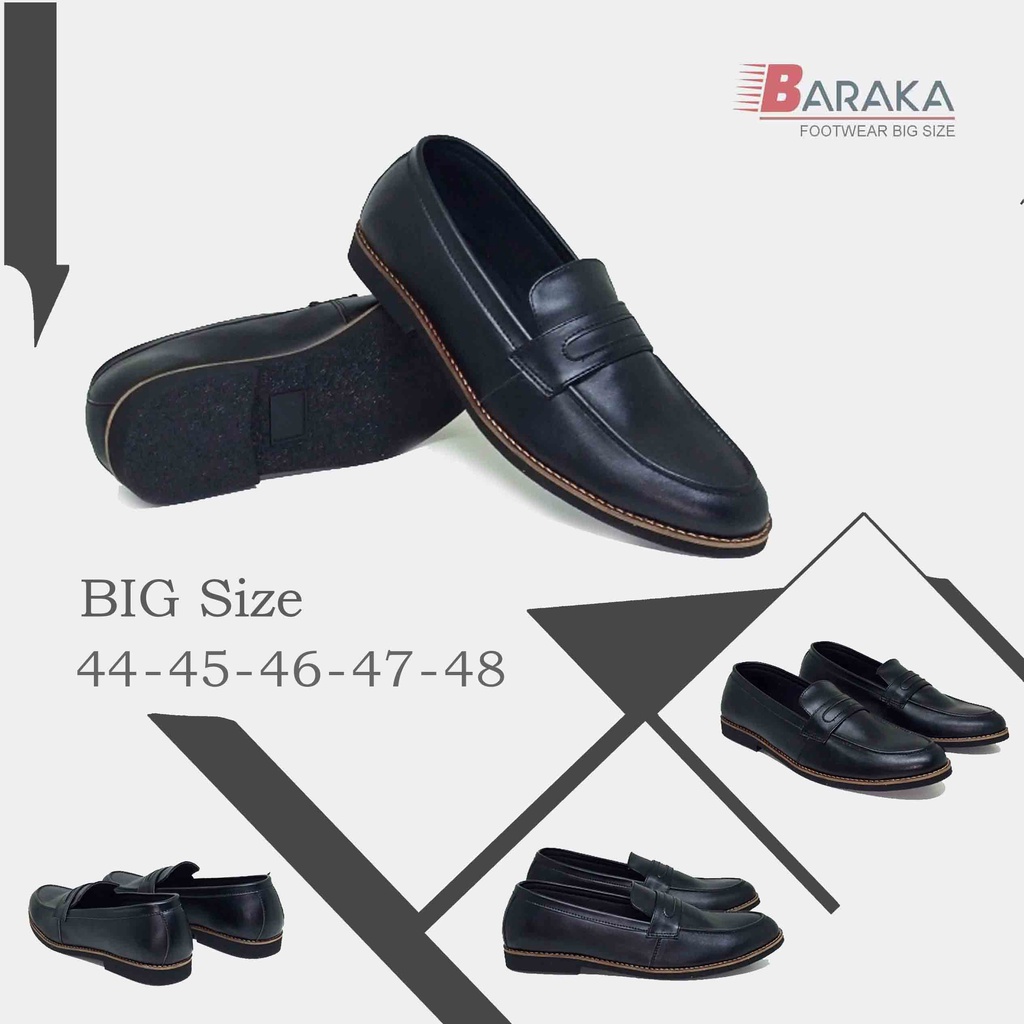 WADE BLACK BIG SIZE | Sepatu Loafers Pria Kulit Asli Full Black Moccasin Casual Formal Ukuran Besar Gedde Jumbo 44-48