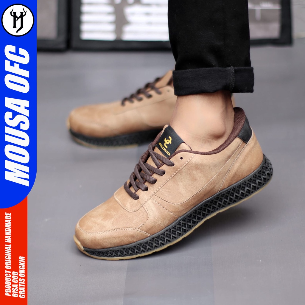 Sepatu Formal Kasual Sneakers Pria Hitam Kulit Syntetic Mousa Harbi