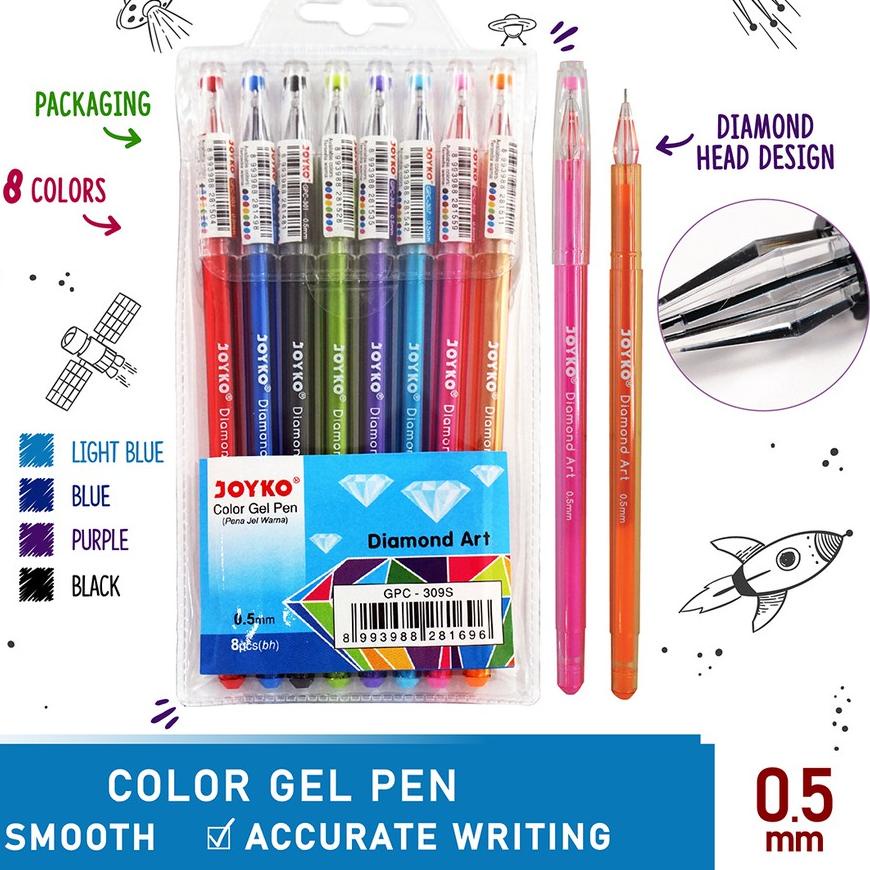 

12.12 Terlaris Color Gel Pen Pulpen Pena Joyko GPC-309S 8 Warna 0.5 mm !