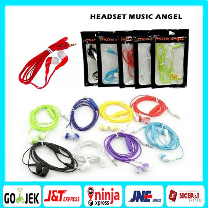 Headset Earphones Music Angel Handsfree Handfree Musik Stereo Super Bass