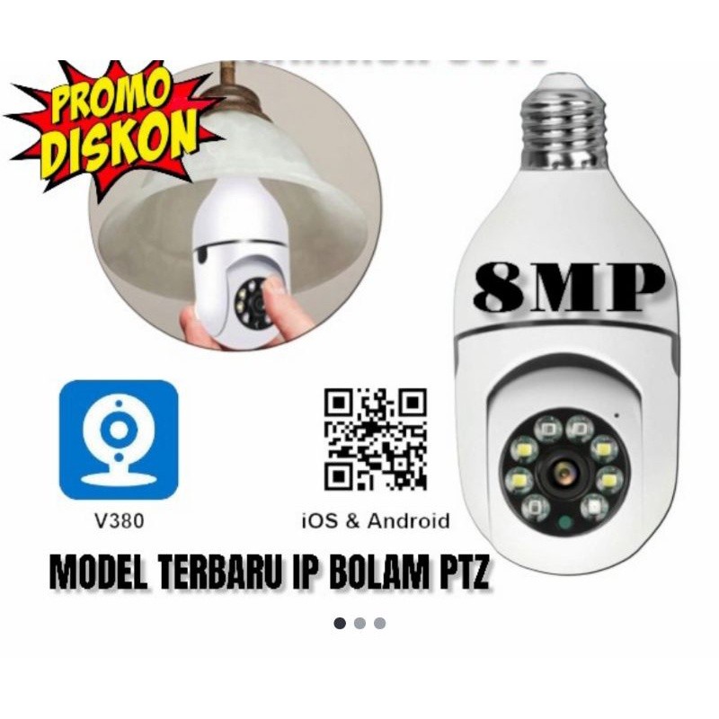 KAMERA CCTV WIFI BOHLAM E27 IP CAMERA V380 PTZ V380 8MP