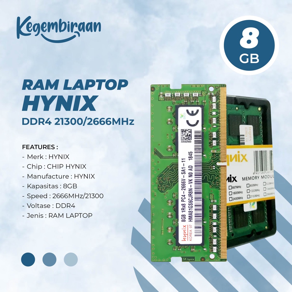 SK Hynix RAM Laptop 8GB DDR4 21300 2666Mhz Sodimm Notebook