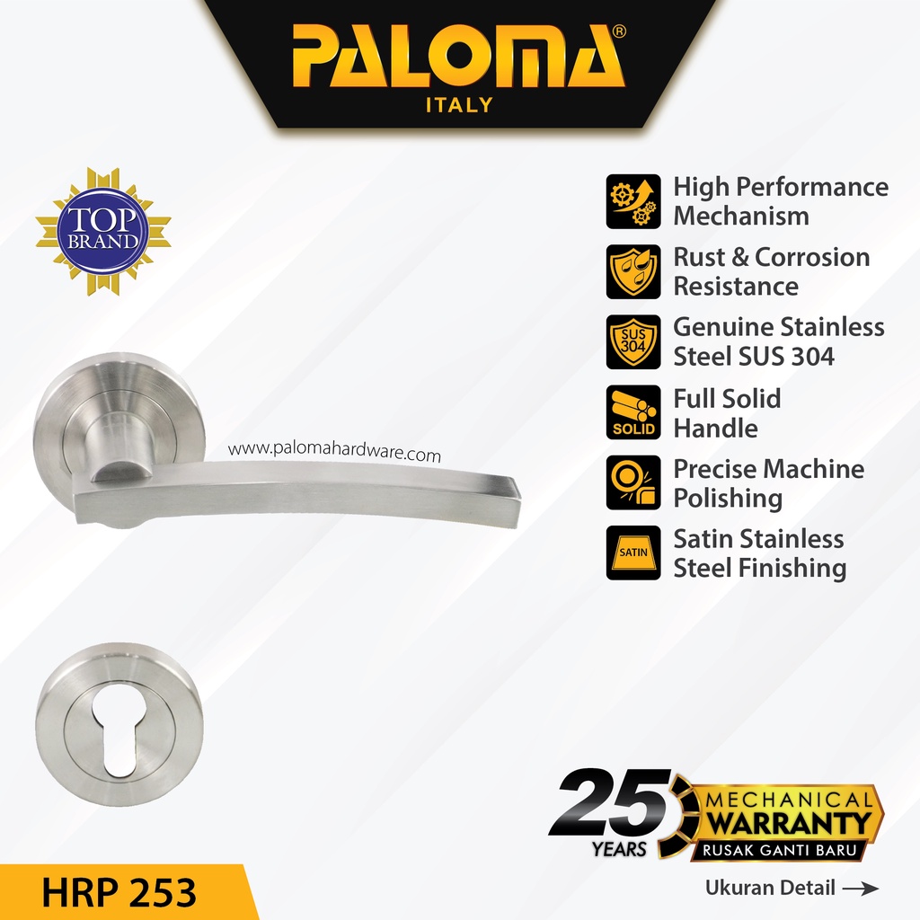 PALOMA HRP 253 Handle Pintu Roses Solid Stainless Lever Gagang Door