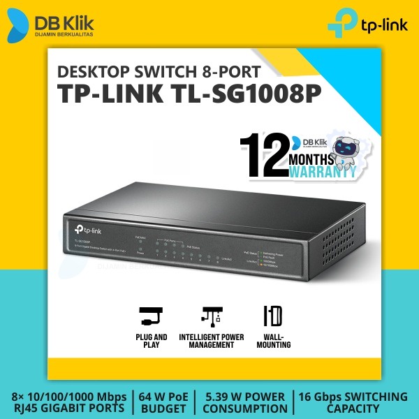 Desktop Switch TP-Link TL-SG1008P 8Port Gigabit with -Port PoE+