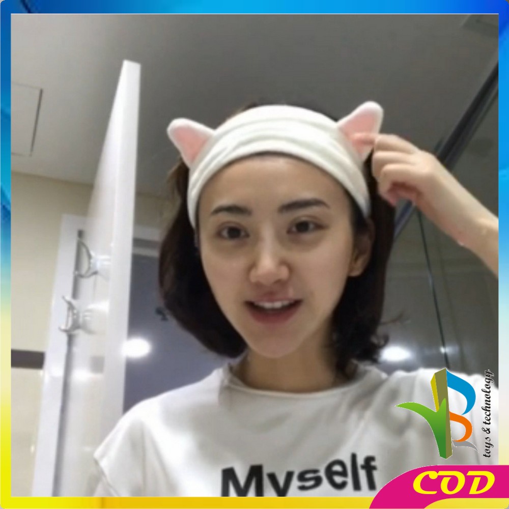 RB-C67 Bando Masker Motif Kuping Kucing Wanita Bahan Bludru / Bando Korea Facial Headband Hairband Women Aksesoris Rambut Import