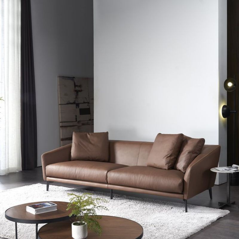 Sofa ruang tamu minimalis santai bahan kulit