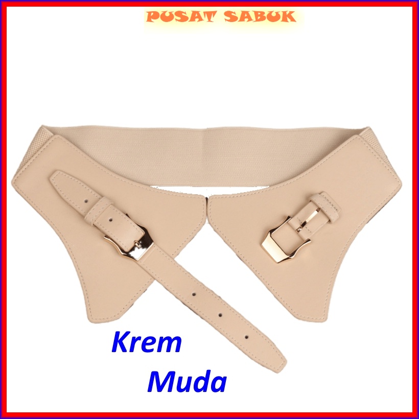 Gesper Belt Ikat Pinggang Wanita Lebar Sabuk Fashion Korset Korea Obi Cewek Gasper besar kulit Hitam Elastis Karet Kekinian Cantik Grosir Murah Model Jumbo Big Size Women Belt Hitam Krem Praktis Modis Oby Mewah Pingang Blet Karet Langsing Pesta Cm Kuat