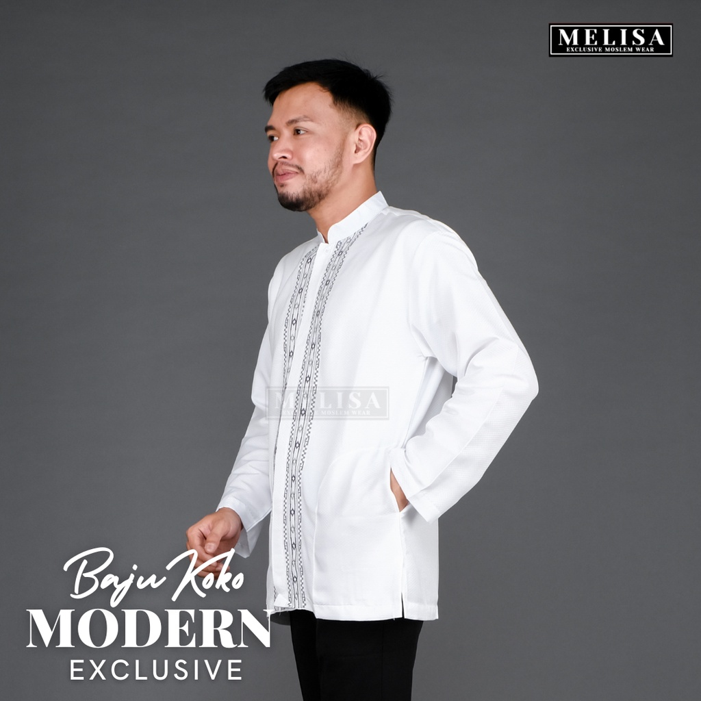 Baju Koko Pria Lengan Panjang Bahan Poli Katun Warna Putih Tulang Size M L XL XXL XXXL XXXXL