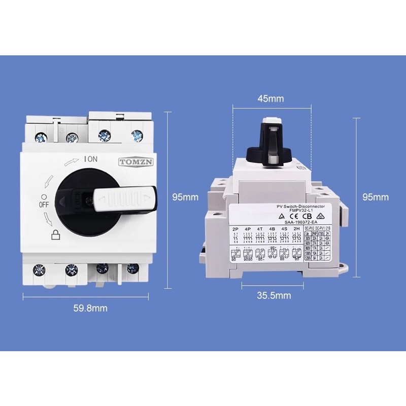 Switch Solar Rotary 4P PV DC 1200V 32A TUV