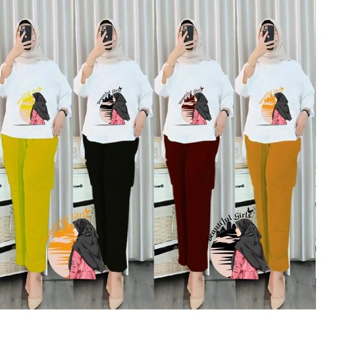 ➨ Setelan Tunik Hijab Sunset Kombinasi /Set Blouse LD 110 ♖