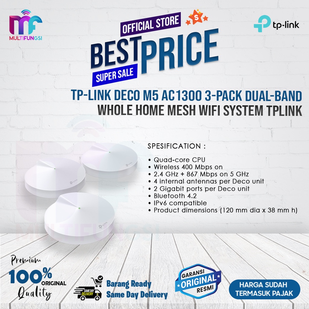 TP-LINK DECO M5 AC1300 3-PACK Dual-Band Whole Home Mesh WiFi System TPLINK