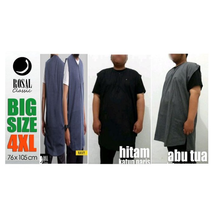 Rompi Sholat BIG SIZE ROSAL - Rompi Pakaian Sholat - Baju Koko JUMBO - XXXL, Abu-abu(A7F2) rompi sho