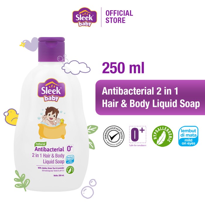 Sleek Baby Antibacterial 2 in 1 Hair &amp; Body Liquid Soap Botol