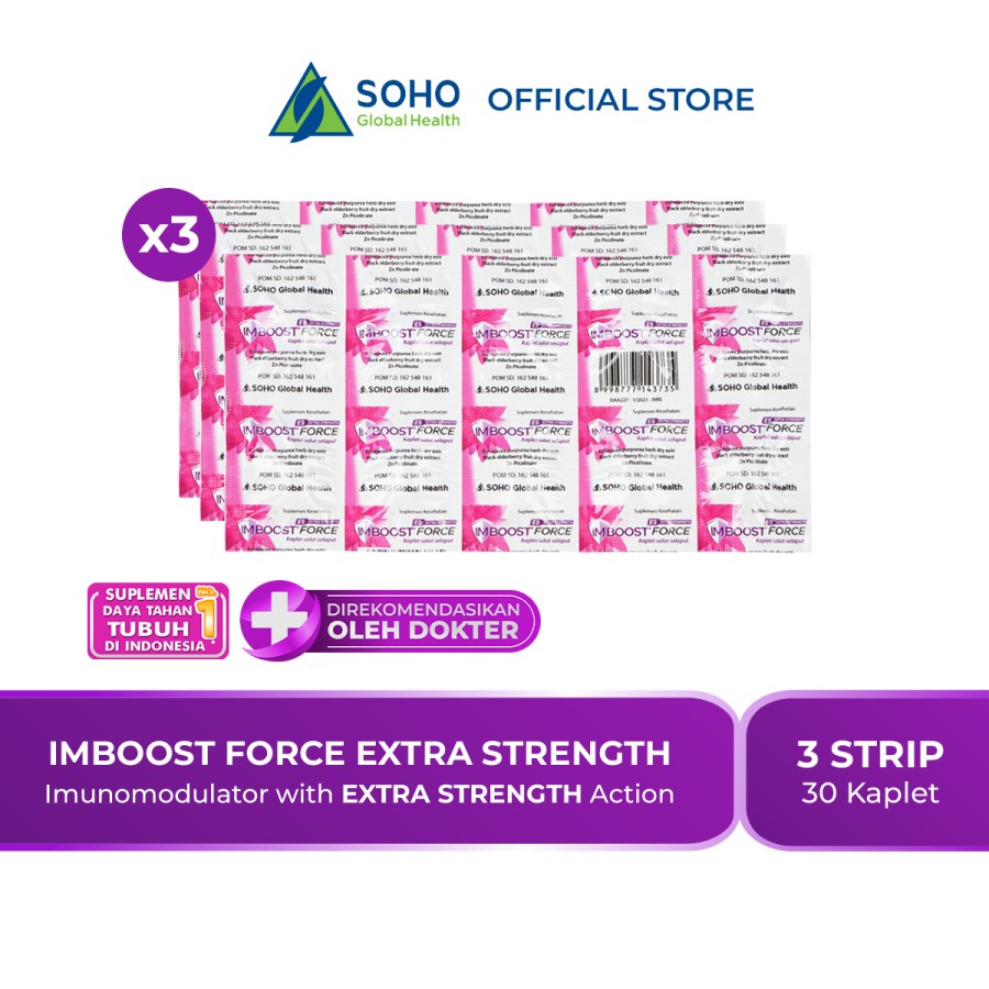 Imboost Force Extra Strength Suplemen Daya Tahan Tubuh 3 Strip @10 Kaplet
