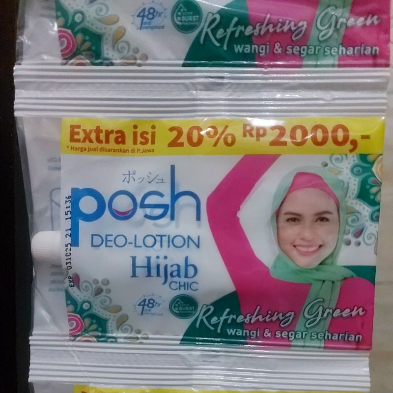 6 FREE 1 Posh Deo Lotion Whitening Hijab Chic Men Active Cool 11 gr